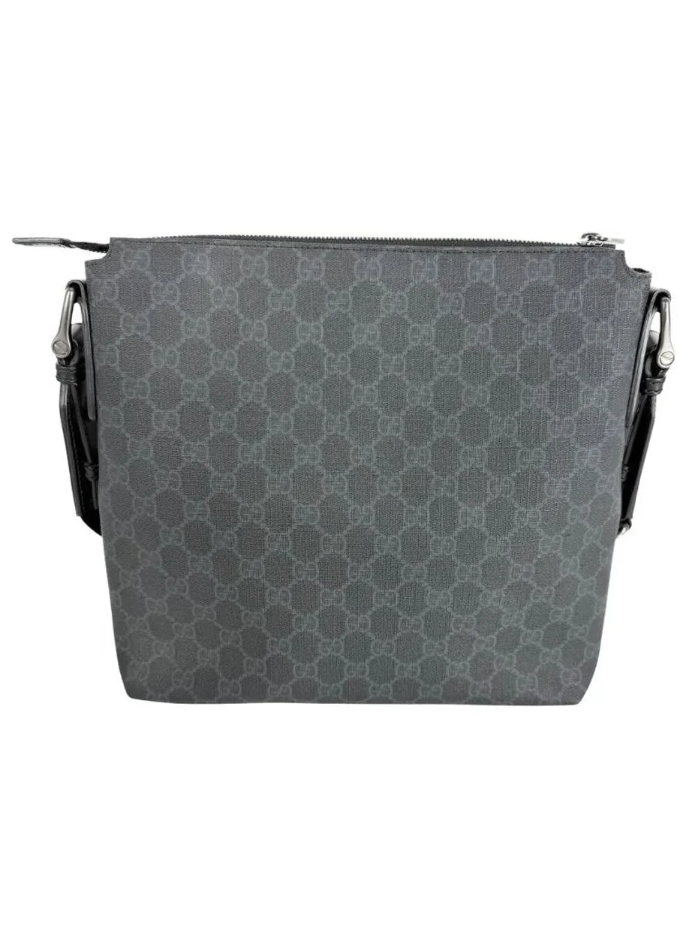 Gucci Shoulder Bag Crossbody GG Supreme Canvas Leather Black Gray